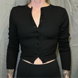 Black Button-Up Women's Top